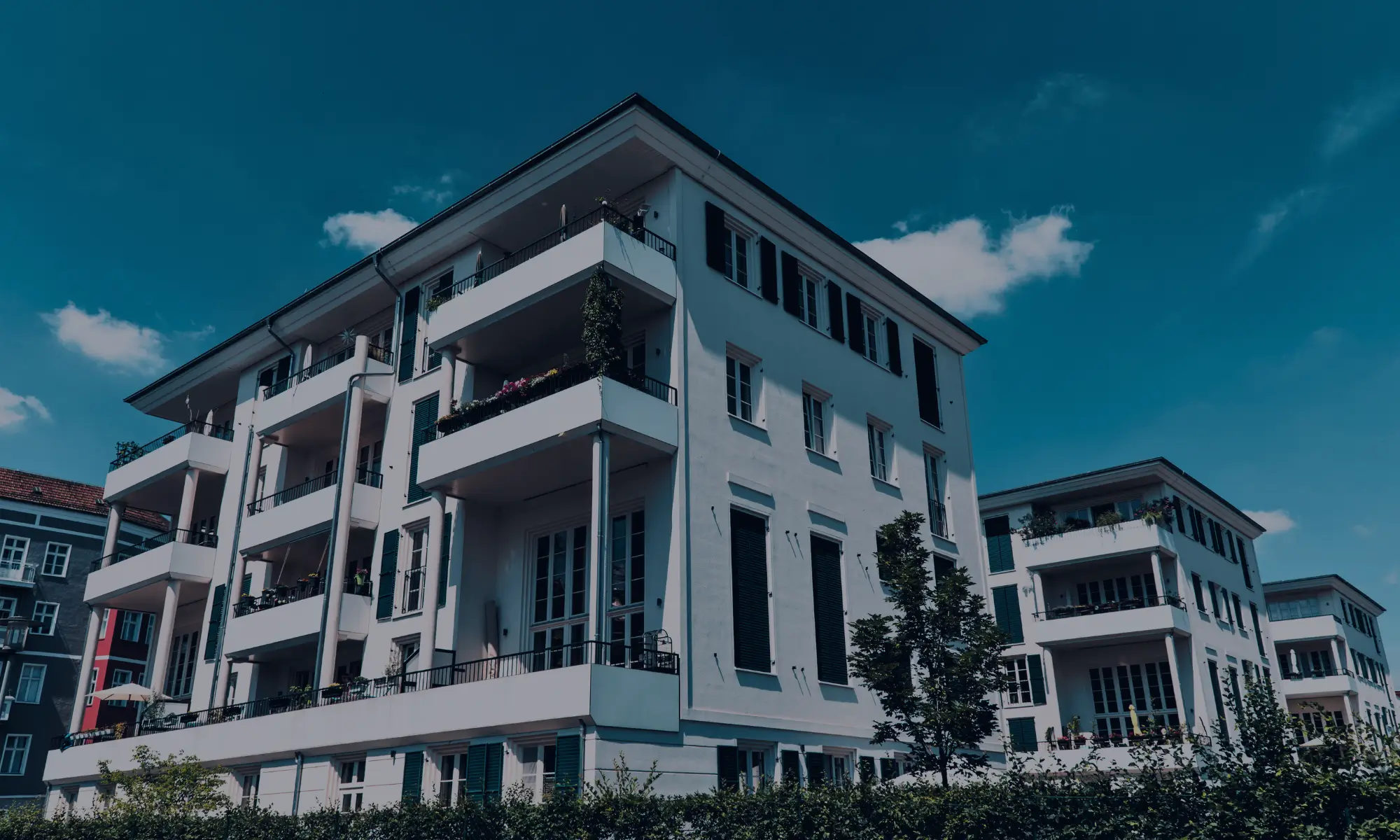 Modern multifamily residential building with balconies
